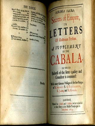 Cabala: Sive Scrinia Sacra. Mysteries of State & Government: in Letters of illustrious persons and great agents; in the reigns of Henry the Eighth, Queen Elizabeth, K: James, and the late King Charls