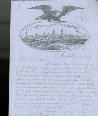 Item #048156 Manuscript letter on Marblehead, MA Stationary to George and Charles Merriam. James...