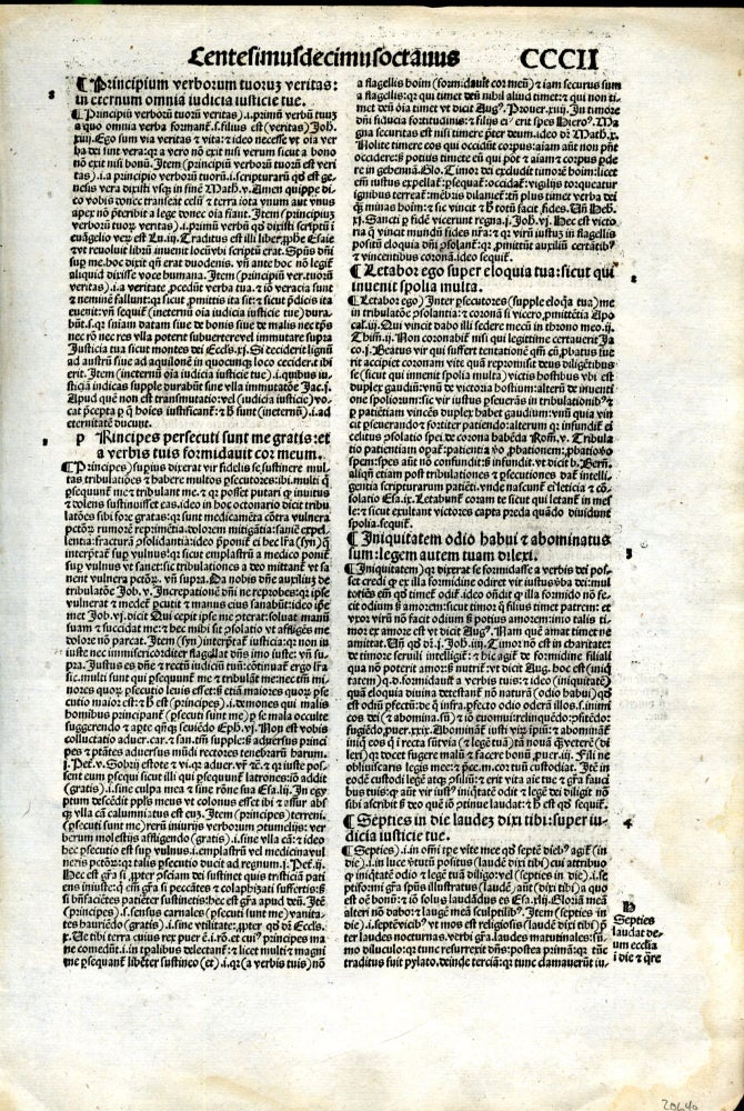 Item #048267 Incunable Bible Leaf from Psalms (Psalm 118). Bible.