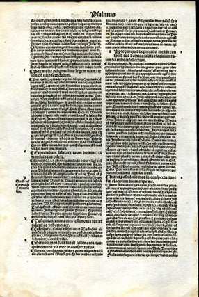 Incunable Bible Leaf from Psalms (Psalm 118)
