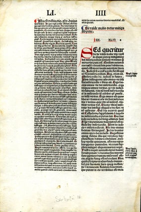 Sententiarum libri IV (single incunable leaf)
