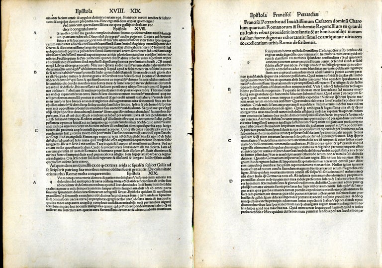 Item #048288 Opera Latina. Ed: Sebastian Brant (group of four incunable leaves). Francesco Petrarca.