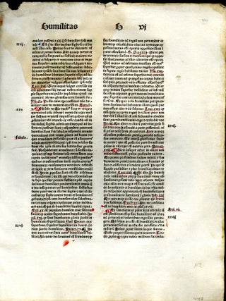 Item #048291 Summa praedicantium (single incunable leaf). Johannes de Bromyard