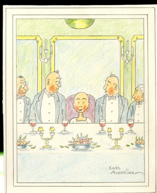 Item #048317 Original Color Drawing of Comic Character Henry (at dinner). Carl Thomas Anderson,...