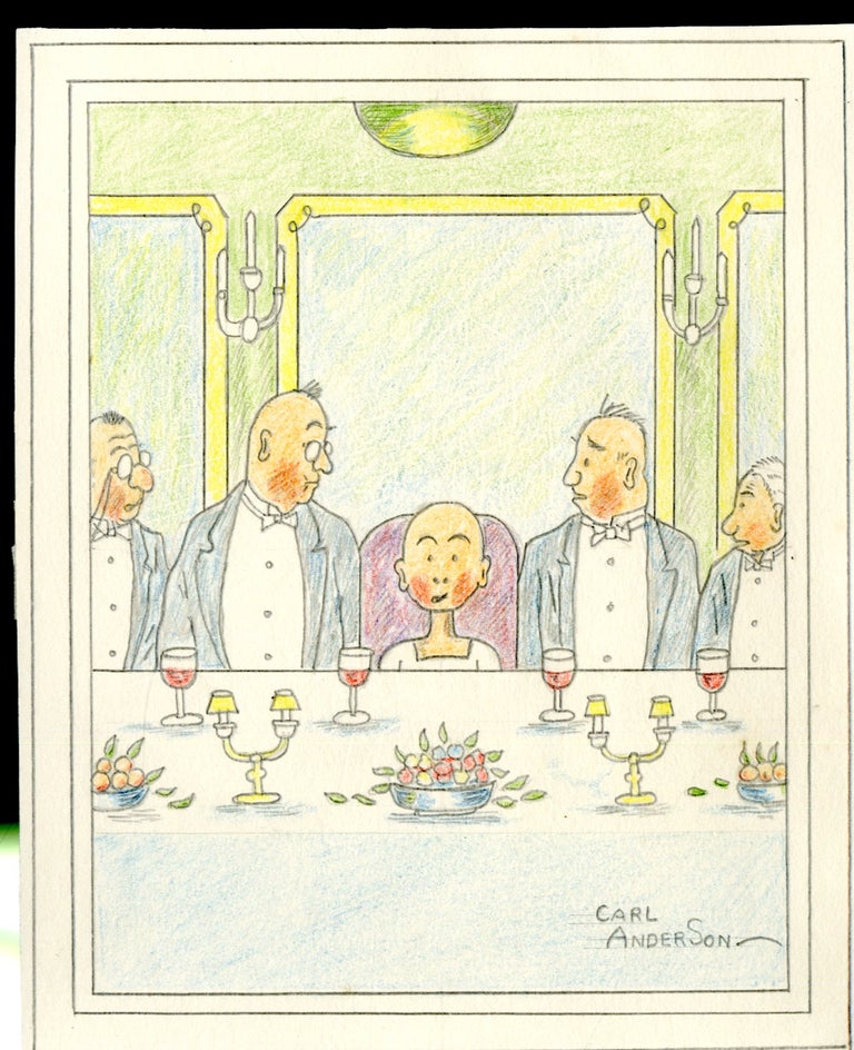 Item #048317 Original Color Drawing of Comic Character Henry (at dinner). Carl Thomas Anderson, or John Liney.