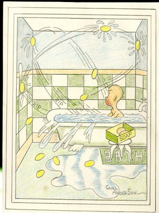 Item #048318 Original Color Drawing of Comic Character Henry (in bath). Carl Thomas Anderson, or...