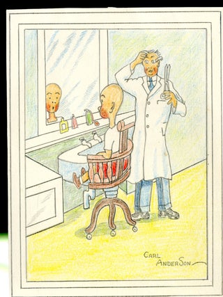 Item #048319 Original Color Drawing of Comic Character Henry (at barber). Carl Thomas Anderson,...