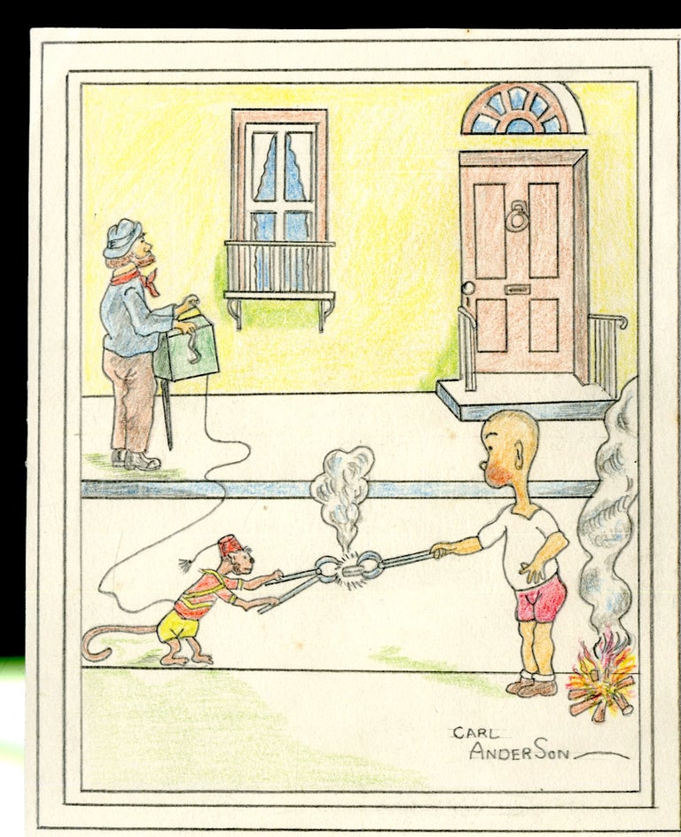 Item #048320 Original Color Drawing of Comic Character Henry (with monkey). Carl Thomas Anderson, or John Liney.