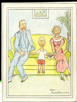 Item #048321 Original Color Drawing of Comic Character Henry (on couch). Carl Thomas Anderson, or...