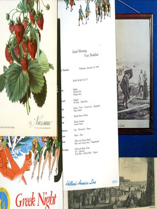 Collection of mid century Transit Menus: Ships, Rail. 12 menus