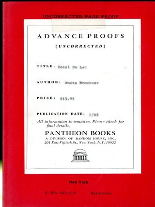 Item #048603 Hotel Du Lac. Anita Brookner