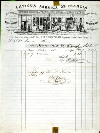 Item #048628 Mexican Billhead Receipt for Antigua Fabrica de Francia. Luis Caudry