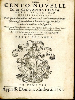Hecatommithi, overo Cento Novelle di M. Giovanbattista Giraldi Cinthio