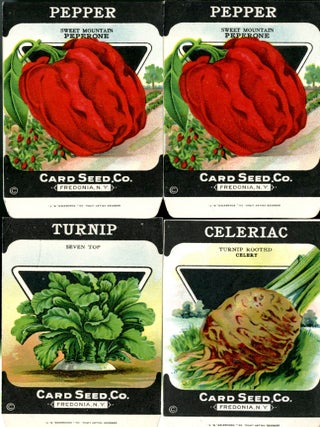 Item #048671 Four Card Seed Co. Lithographed Seed Packets (Empty) Pepper (x2), Celeriac, Turnip....