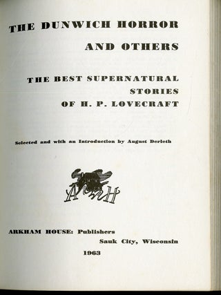 Item #049297 The Dunwich Horror and Others. H. P. Lovecraft