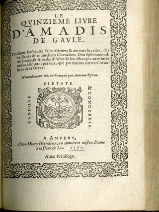 Le Premier (-quinzieme) livre d'Amadis de Gaule Mis en François par le Seigneur des Essars Nicolas de Herberay