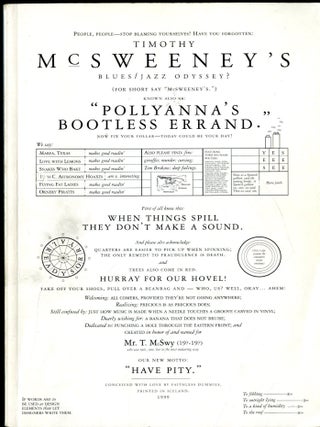 Item #049650 Timothy McSweeney's # 2: Blues/Jazz Odyssey? a.ka. "Pollyanna's Bootless Errand"...