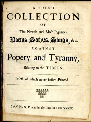 Item #049735 A Third Collection of the Newest and Most Ingenious Poems, Satyrs, Songs, &c...