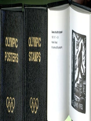 Olympic Posters, Stamps, and Olympia, Three Miniature Volumes Commemorating the Games