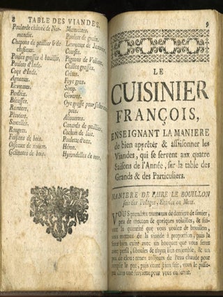 Le Cuisinier François, Enseignant la Maniere d'apprêter & assoisonner toutes sortes de viandes, grasses & maigres, legumes, patisseries en perfection , &c.