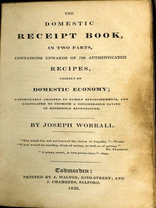 Item #CAT000275 The Domestic Receipt Book. Worrall Joseph