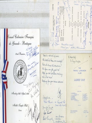 Archive of Signed Menus late mid to late 20th century