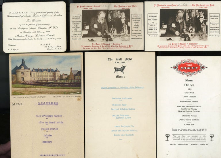 Item #CAT000455 Collection of Mid Century Menus and Related Correspondence - Most from the Savoy London. anon.