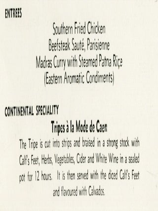 Archive of Mid Century Cruise Ship Menus