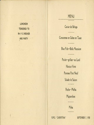 Archive of Mid Century Cruise Ship Menus