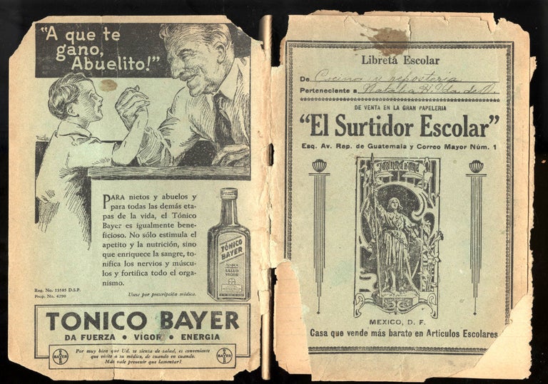 Item #CAT000466 Mexican Manuscript Cookbook ca. 1930s “Cocina y reposteria”. Natalia H. Vda de O.