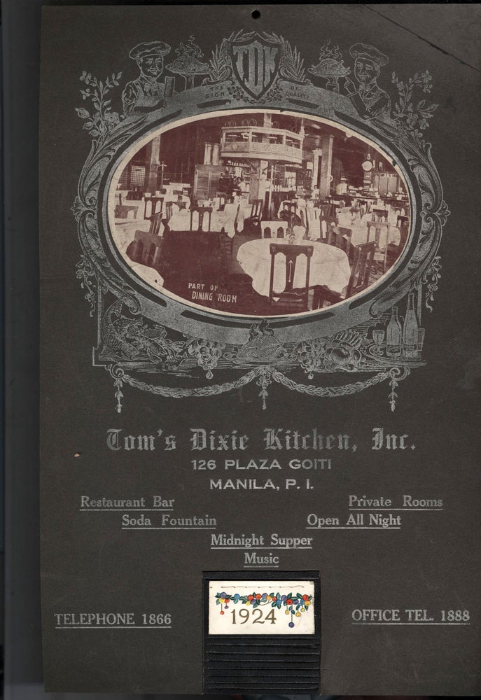 Item #CAT000486 Tom's Dixie Kitchen, Manila.: Display Board and Calendar.