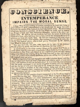 Item #CAT000488 Conscience. Intemperance Impairs the Moral Sense [Temperance Broadside