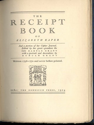 The Receipt Book of Elizabeth Raper