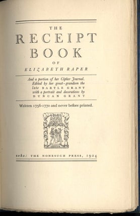 The Receipt Book of Elizabeth Raper