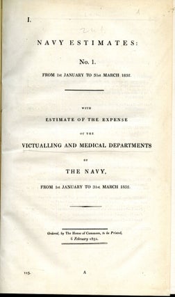 Item #CAT000662 Navy Estimates of the Victualling and Medical Departments of The Navy. anon