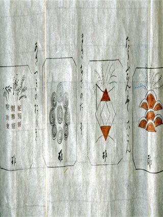 Manuscript scroll in Japanese of plate presentations