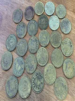 Item #CAT000774 Richard Leinz (RichLeinz) Brass Bakery Bread Tokens. Leinz Bakery