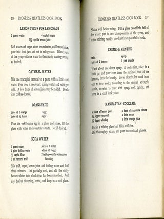 The Progress Meatless Cook Book and valuable recipes and suggestions for cleaning clothing, hats, gloves, house furnishings, walls and woodwork and all kinds of helps for the household