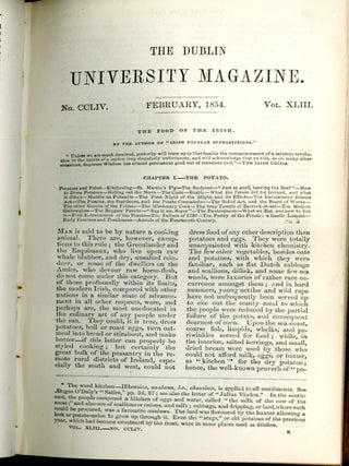 Item #CAT000810 The Food of the Irish (in The Dublin University Magazine February, 1854). William...