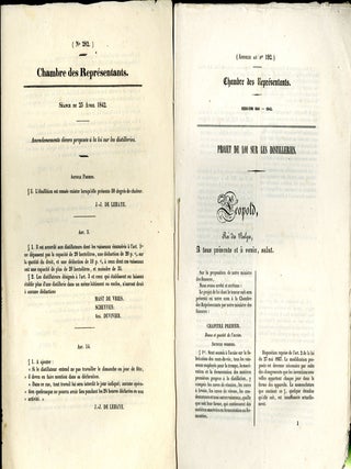 Collection of Belgian Laws Governing Distilleries from 1842: Project de Loi sur les Distilleries