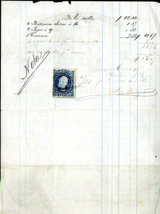 19th Century Mexican Billhead from Ferreteria Y Merceria for Table settings