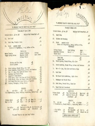 Item #CAT000935 Group of 8 Typed Menus from Langston's Restaurant in Richmond, VA. Langston's