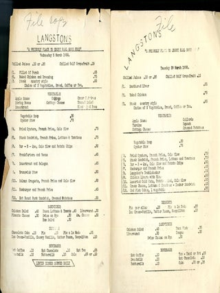 Group of 8 Typed Menus from Langston's Restaurant in Richmond, VA