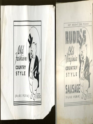 Item #CAT000780 Rudd's Old Virginia Country Style Sausage Original Advertising Artwork. Virginia...